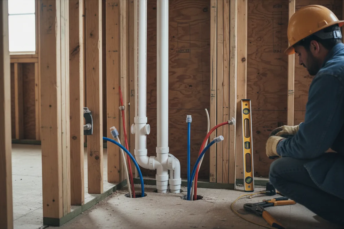 Drain and supply rough-in during Leak Detection in Graysville